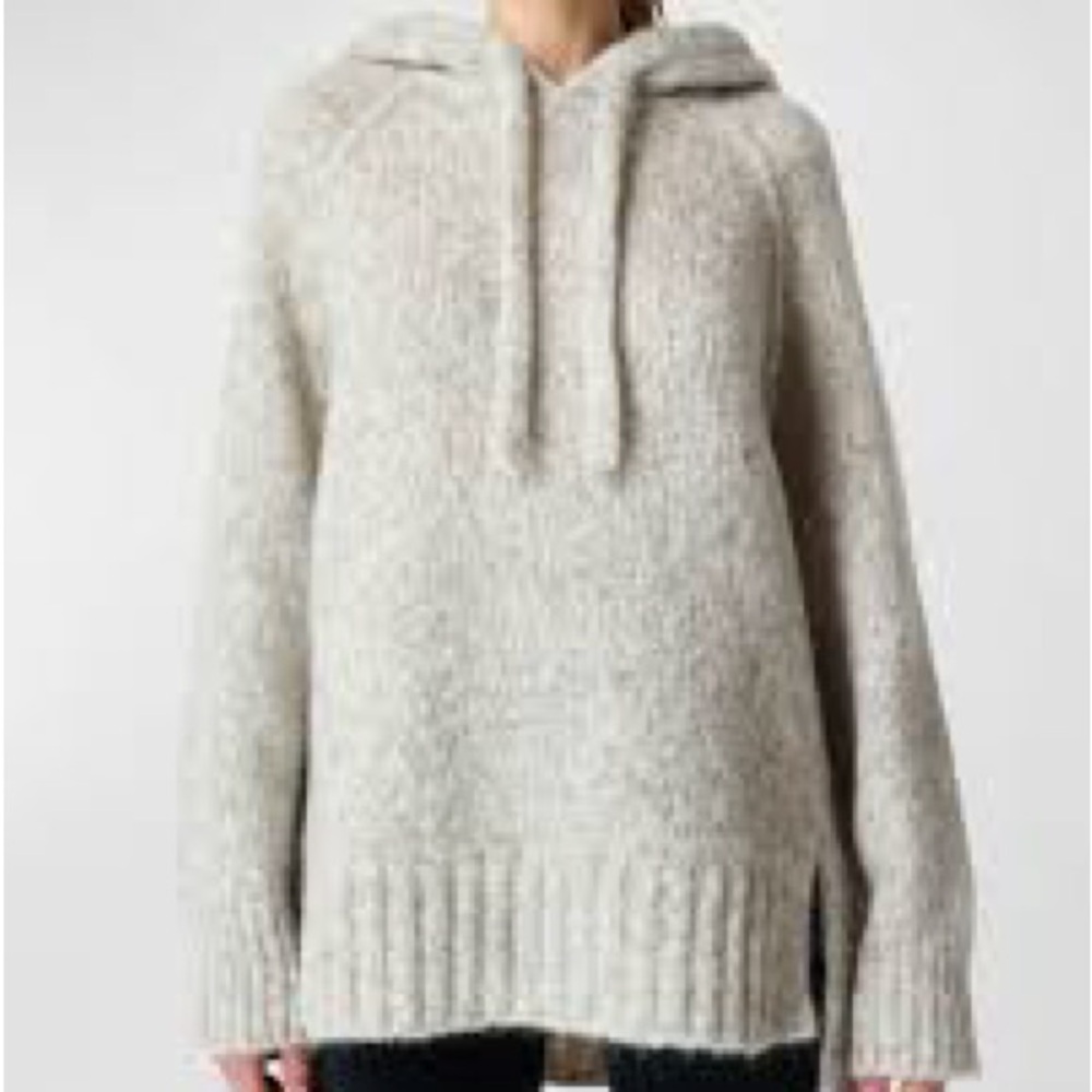Sweaty Betty brushed boucle mohair alpaca sweater hoodie NWOT marled gray L